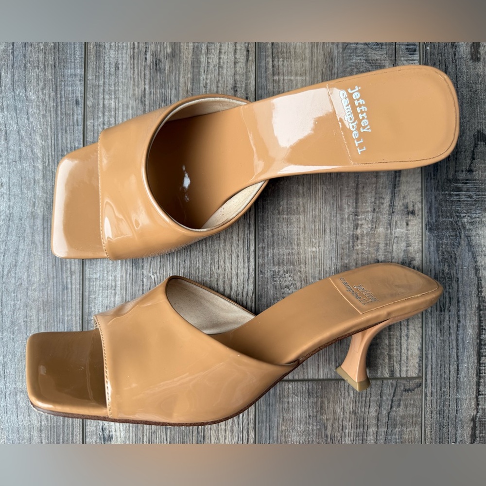 Jeffrey Campbell Mr Big Camel Patent leather Mules 11